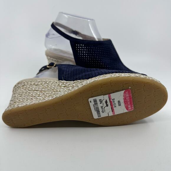 Amalfi Espadrille Sandal Platform Wedge Womens US 8.5M Navy/Beige Pillow Feet - Picture 6 of 8